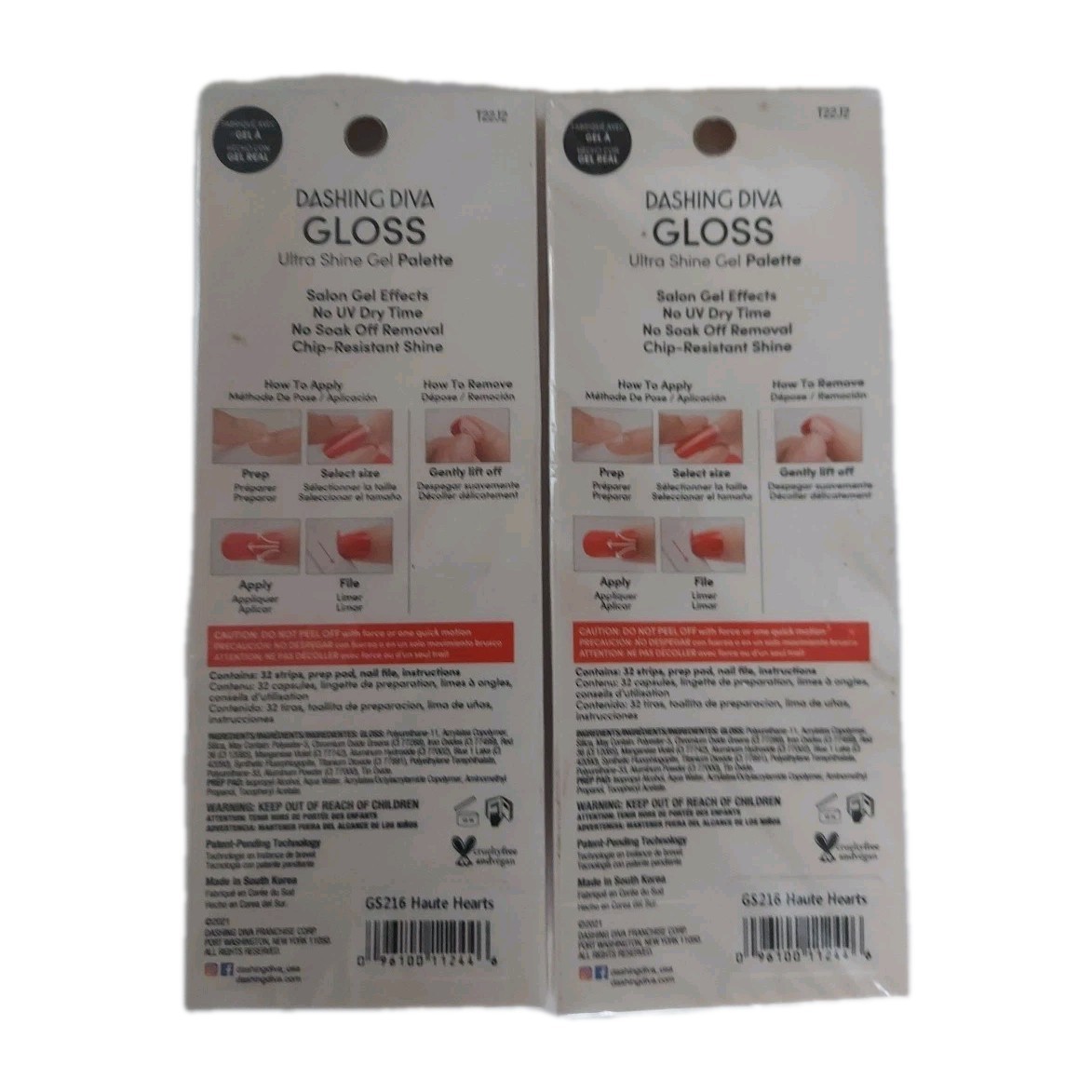 2 Dashing Diva Gloss Ultra Shine Gel Palette. After Glow 32 Nail Strips Each.