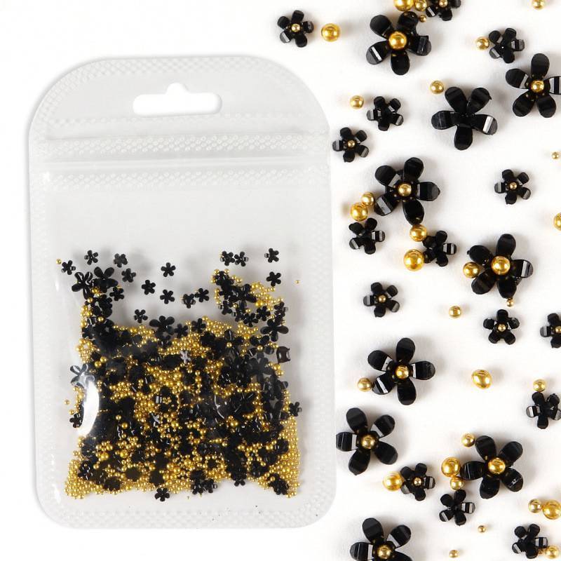 3D Manicure Nail Art Steel Ball 4g/Bag Pink Flower DIY Mixed Size Design Jewelry