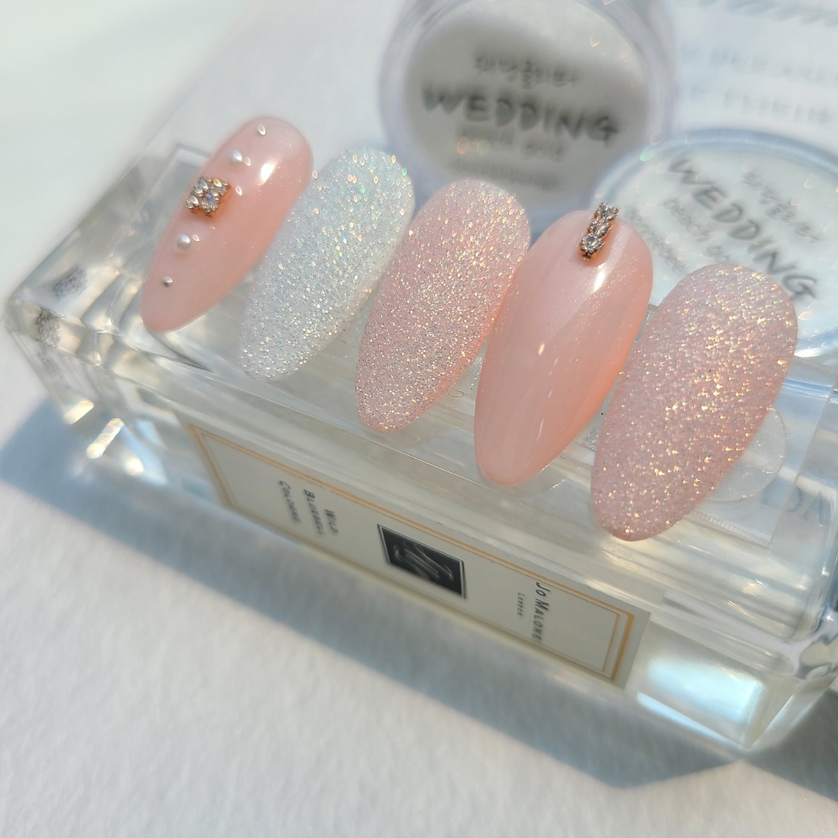 Bonnie B Wedding Nail Glitter Peach Gold Pearl Shimmer Fine Nail Art Powder