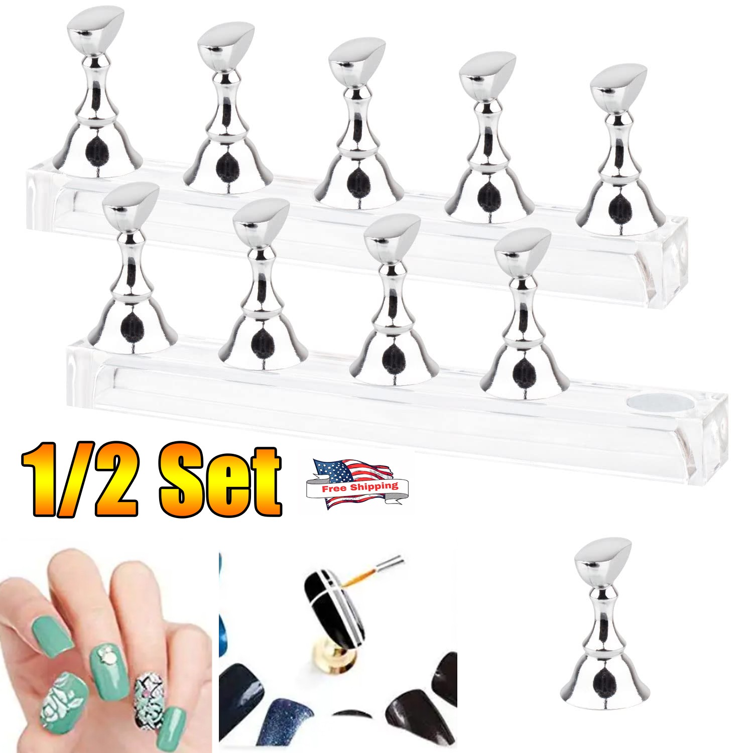 1/2 Set Nail Stand,Nail Holder Stand Press on Nail Stand for Nail Art Display US