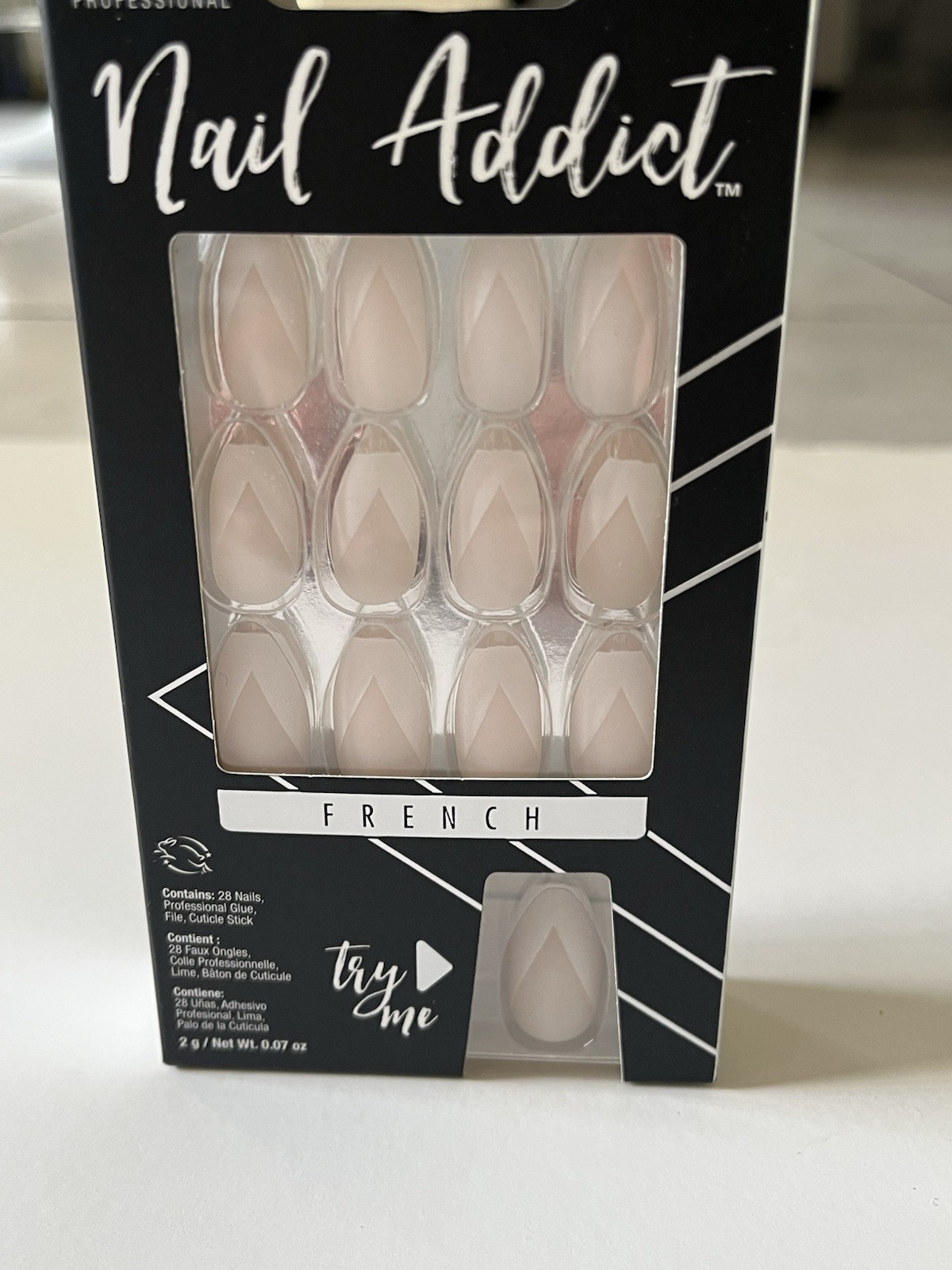 Nail Addict Ardell 28 Nails FRENCH W/glue, Cuticle Stick