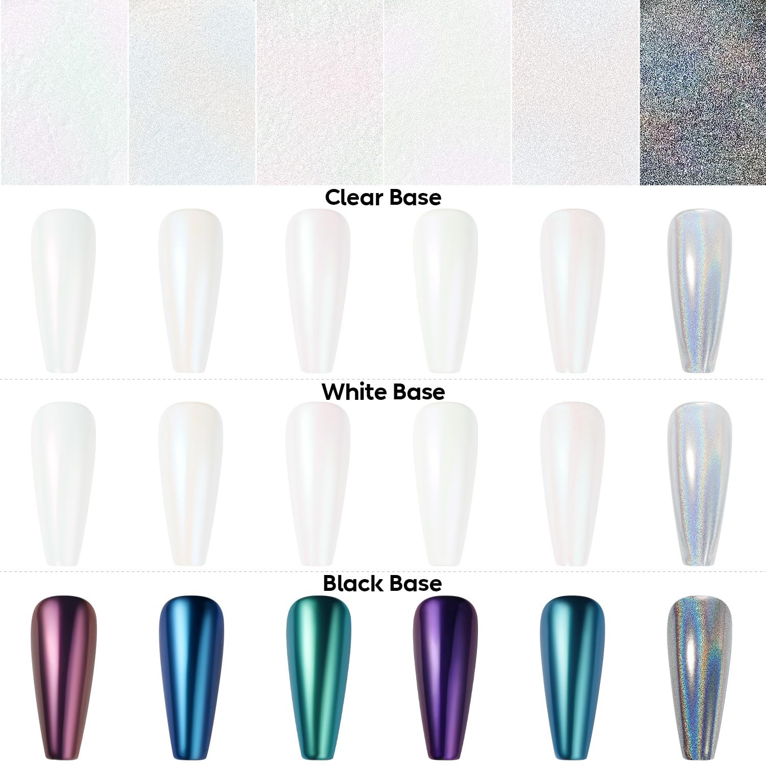 Aurora Nail Powder for Gel Nails, Cruelty Free, Vegan, 6 Jars Pearlescent Mer…