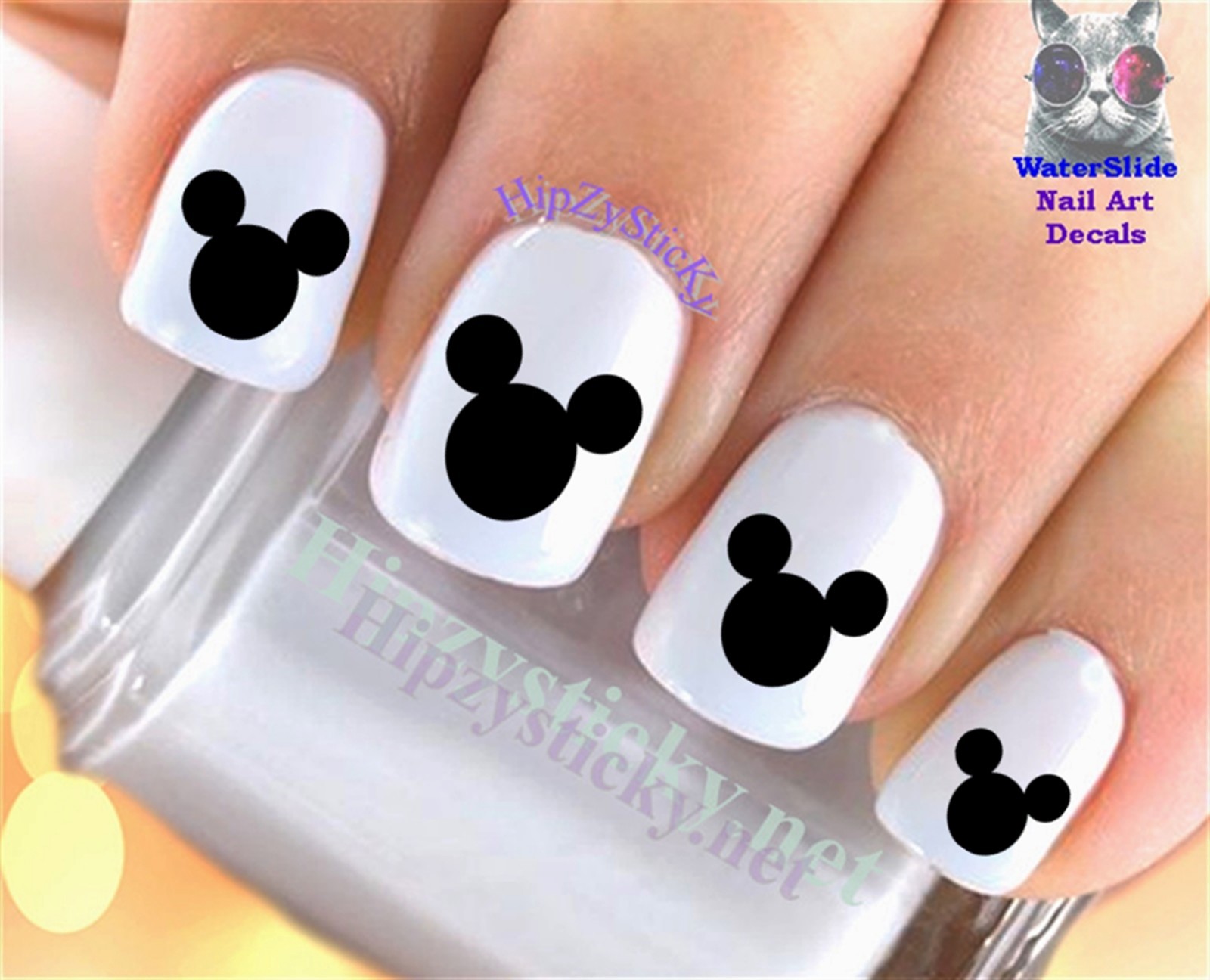 Nail Art 630 IMAGE Mickey Mouse Ears Black WaterSlide Nail Decals Transfers