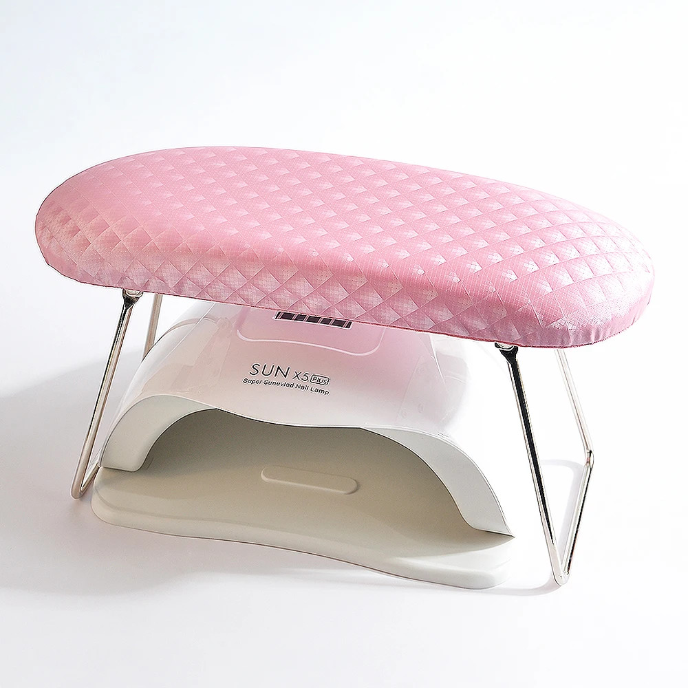 Pink/White Plaid Waterproof Leather Hand Pillow Arm Rest Cushion Nail Art Wrist