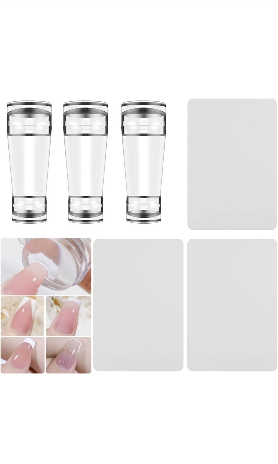 3pcs/set Clear Jelly Silicone Nail Art Stamper Scraper DIY Nail Art Stamper Tool