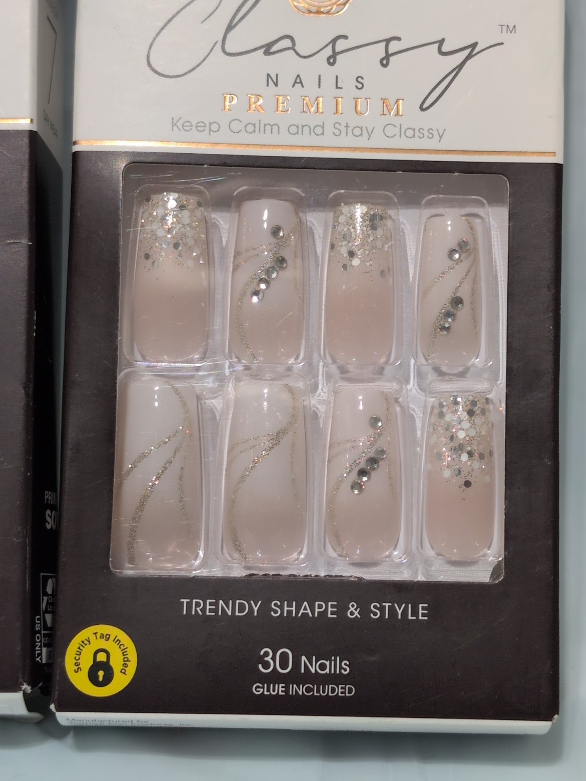KISS Premium 3D Classy Nails Long Coffin Jewel Glitter CSP03 Lot 2 pkg 30pc ea
