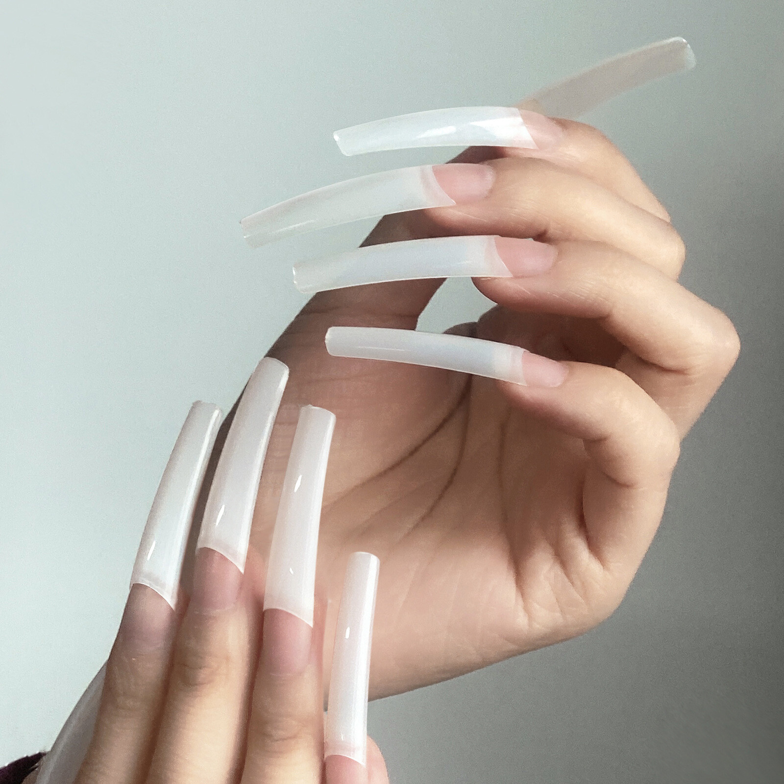 550pcs/Bag Extra Long C Curve Straight Square French False Nail Tips 11 Sizes