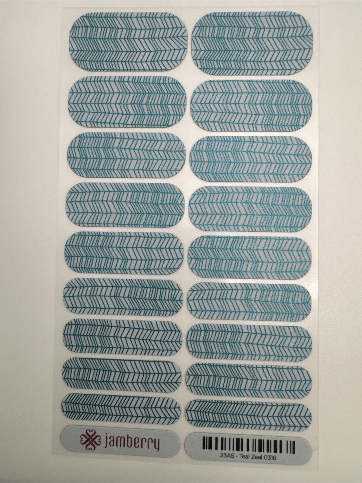 Jamberry Nail Wraps Teal Zeal Full Sheet (blue Chevron/matte)
