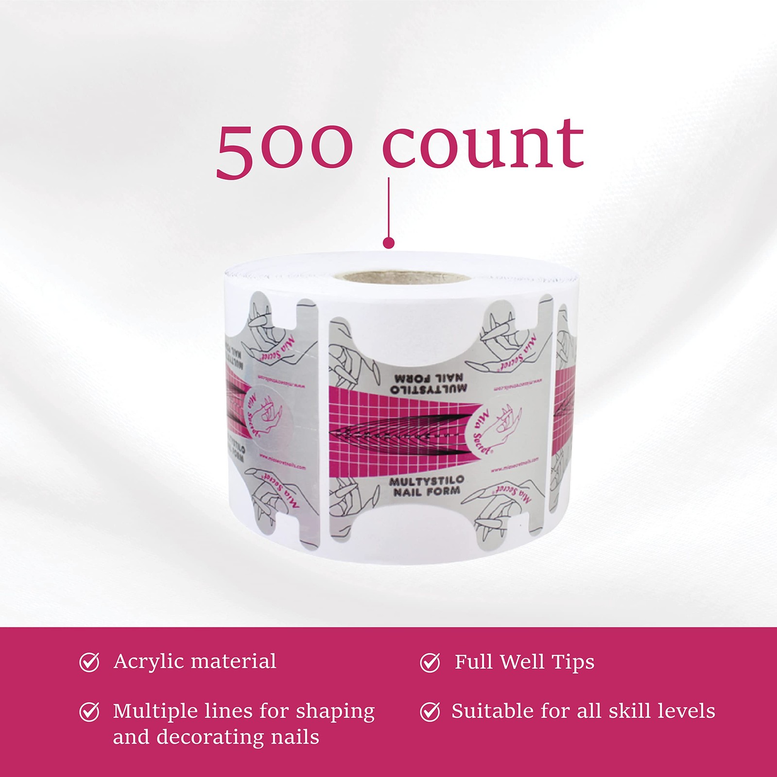 Mia Secret Nail Forms 500 Count Premium Adhesive Decals For Acrylic Gel Nails