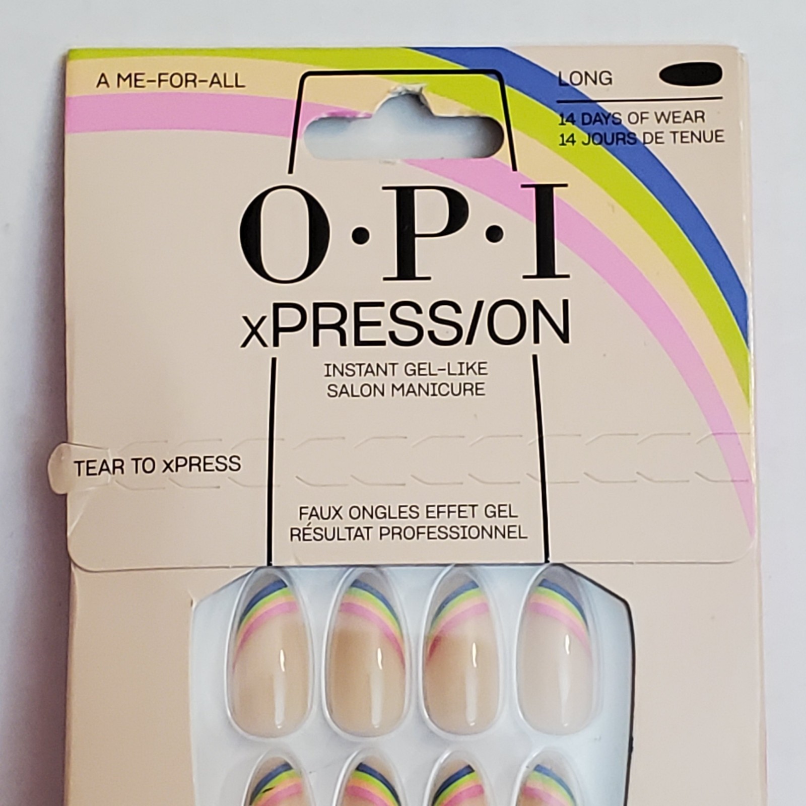 OPI xPress/on Instant Gel Like Nails ~ A Me for All ~30 Nails Rainbow Design