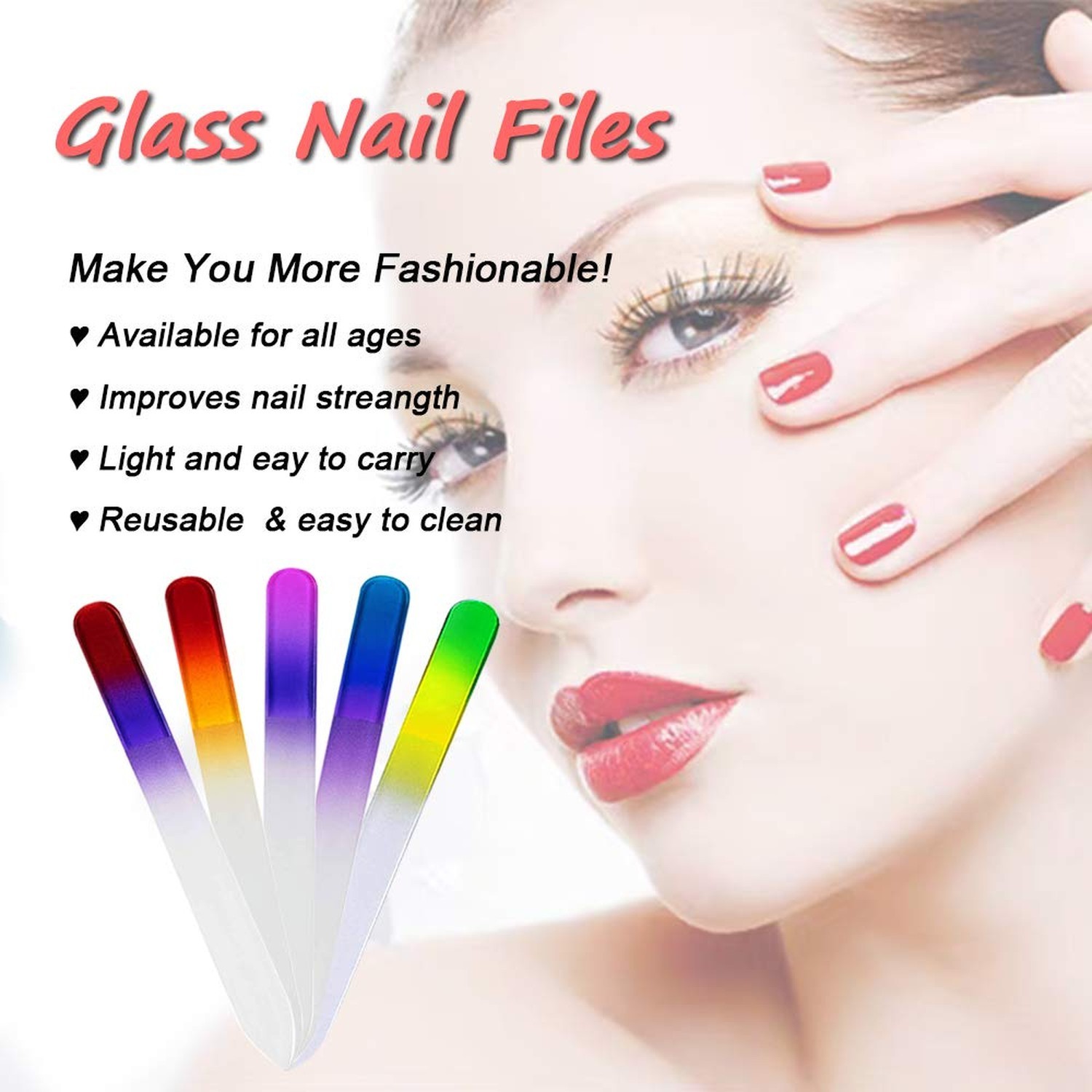 20 Pcs Glass Nail File Bulk with Plastic Sleeve, Crystal Fingernail Files Set…