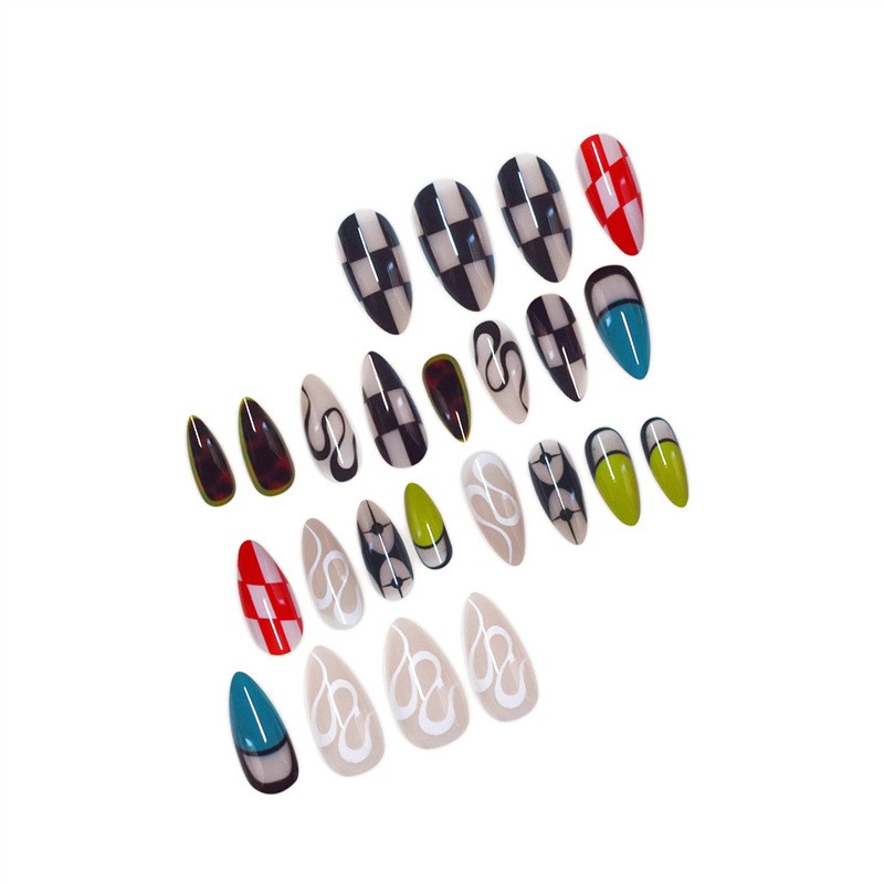 Trendy Tie Dye Short Almond Press On Nails For Europe And America
