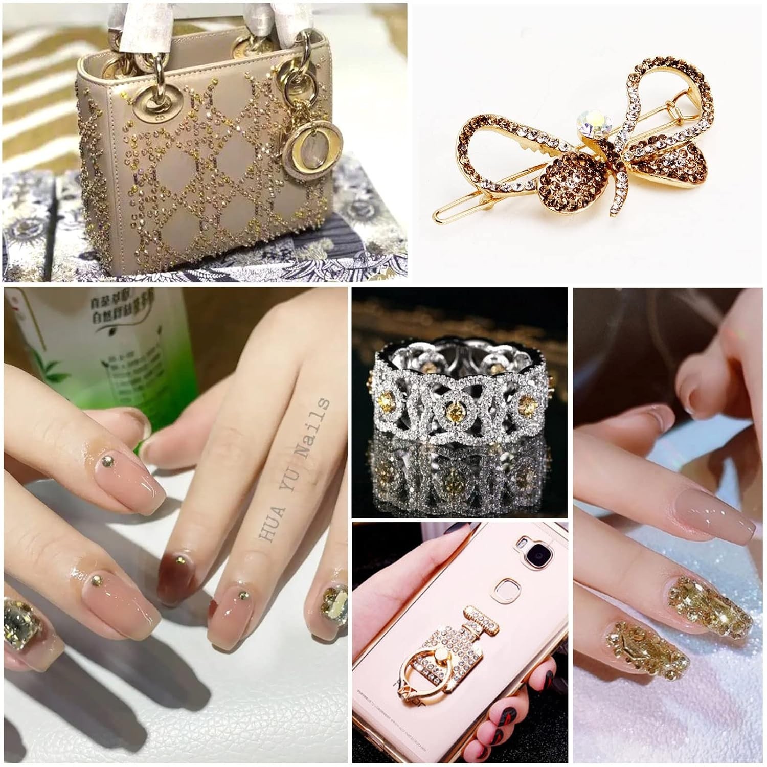 Versatile 1440pcs Golden Shadow SS20 Flatback Rhinestones for Crafts & Nail Art
