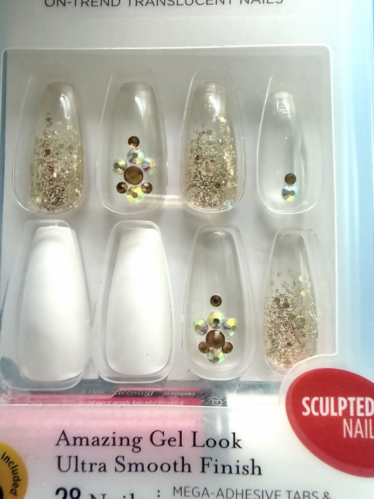 Kiss Jelly Fantasy Glue-on Manicure Nails Long Translucent 79951 New in Box X3