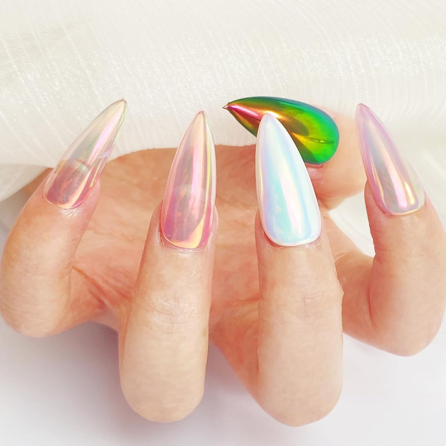 Unicorn Chrome Nail Powder, Unichrome Mermaid Aurora Nail Powder Pigment