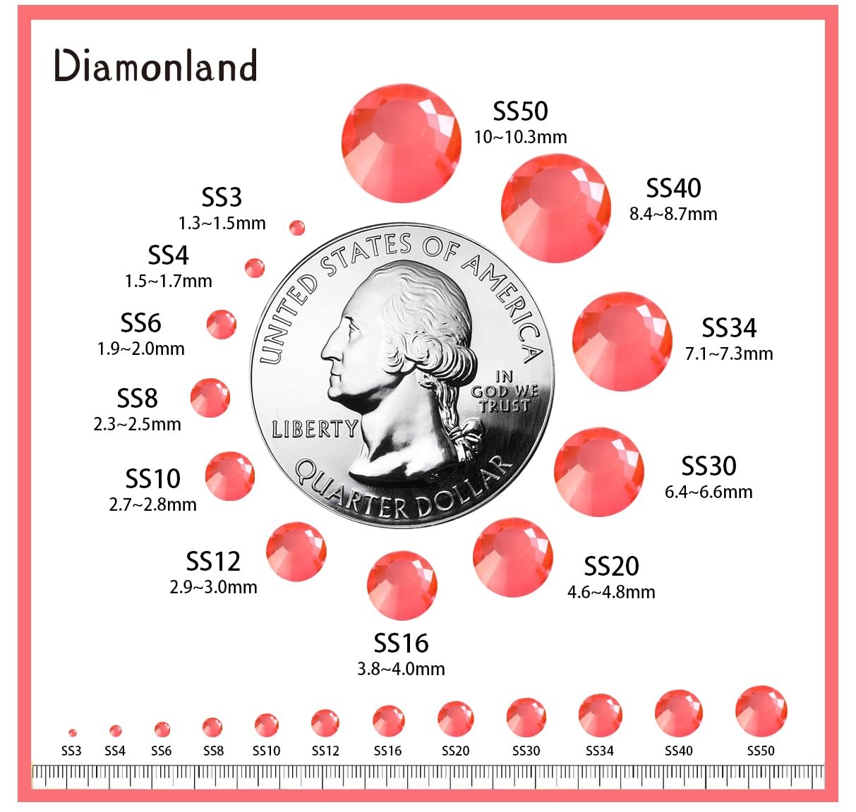 Diamonland Flatback Glass Crystal Rhinestones Rounds Gems for Bedazzling Nail…