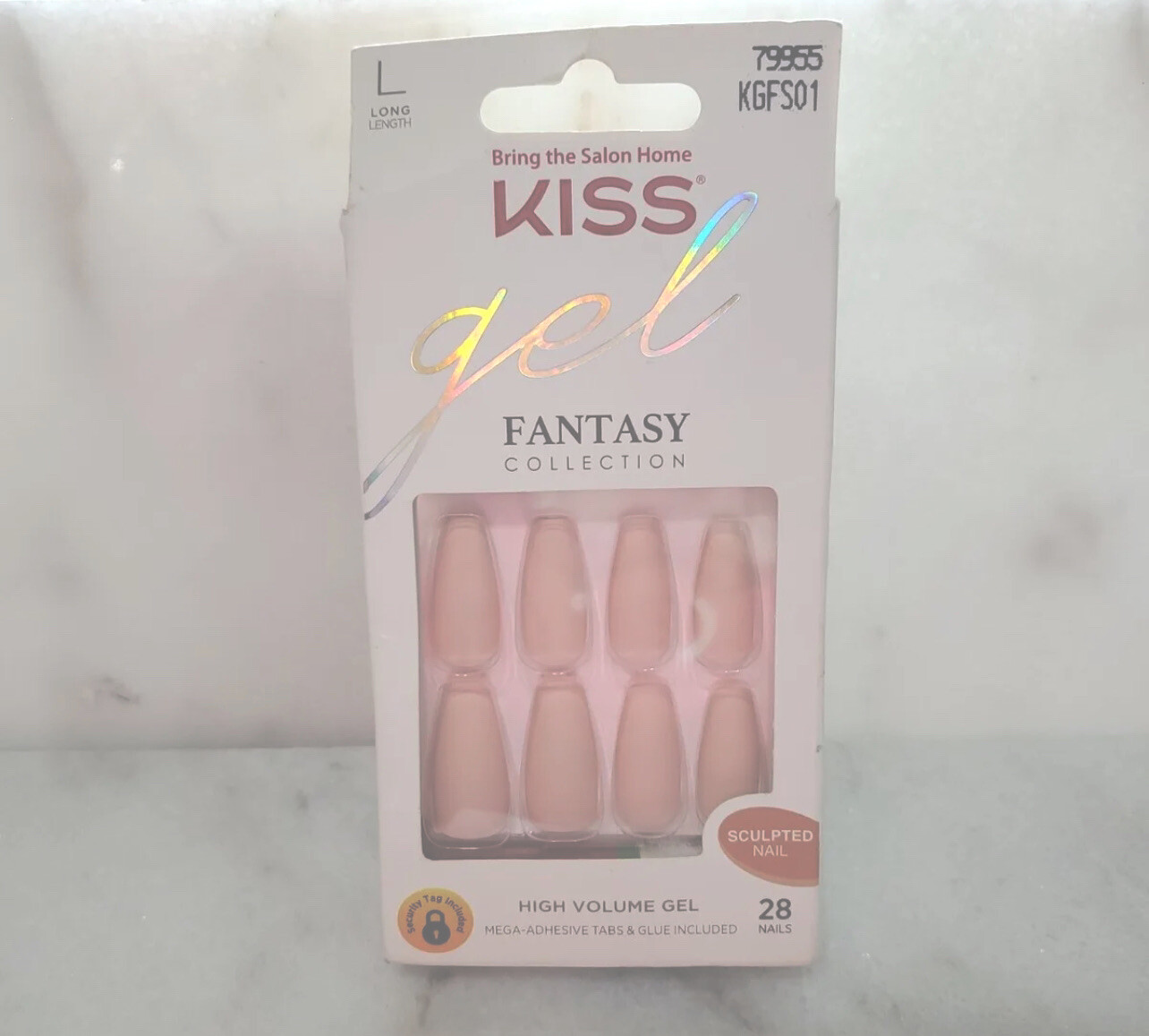 KISS Gel Fantasy Collection Sculpted Long Nail- Pink/Nude