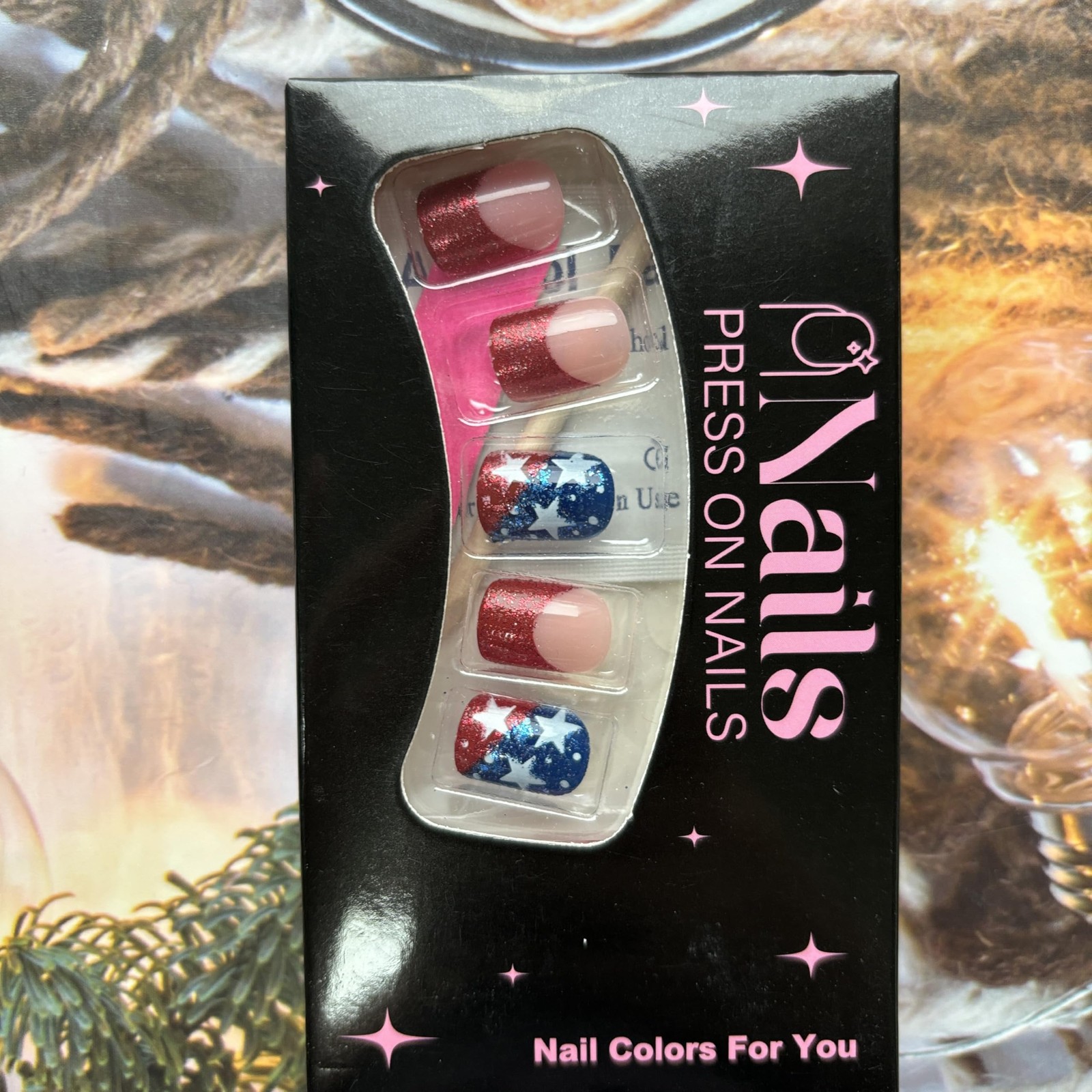 Independence Day Press on Nails French Tip Fake Nails Blue Red False Nails wi…