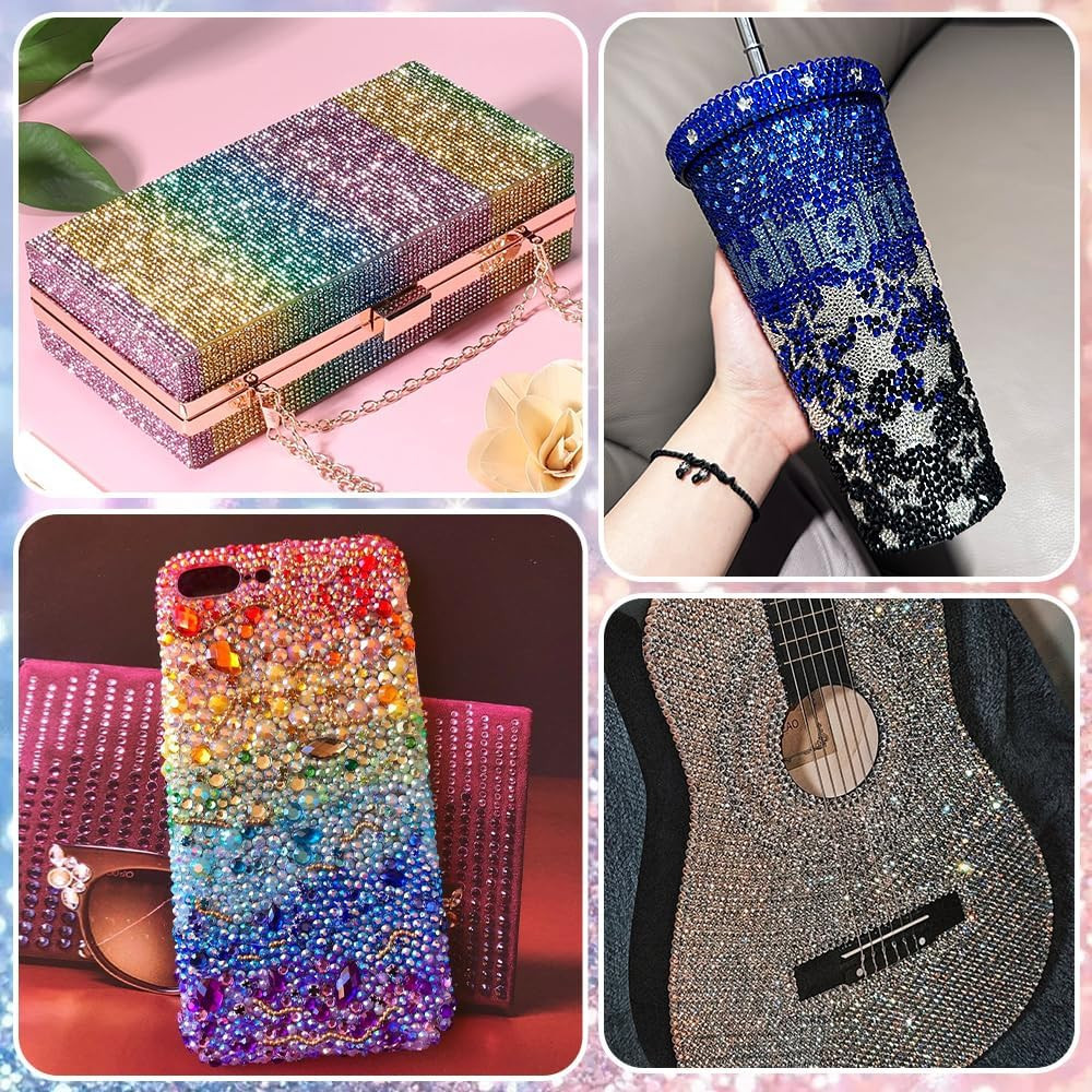 JOLCEEY 34000Pcs Nail Art Rhinestones, 28 Colors 3Mm Flat Back Nail Gems Crystal