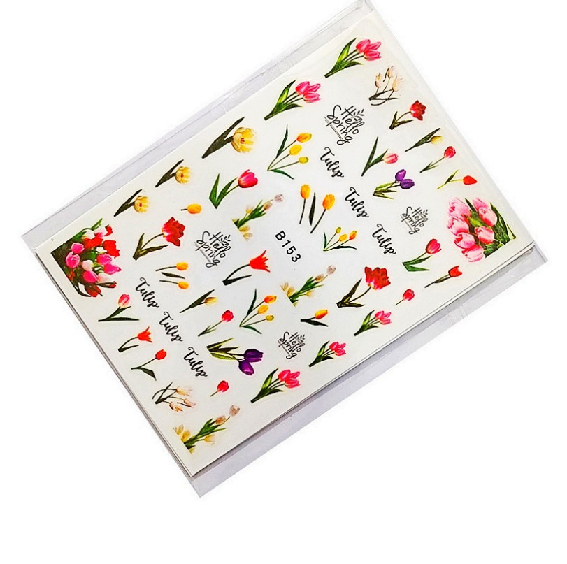 3D Nail Art Stickers Transfers Decals Spring Flowers Floral Fern Tulips DIY NS41