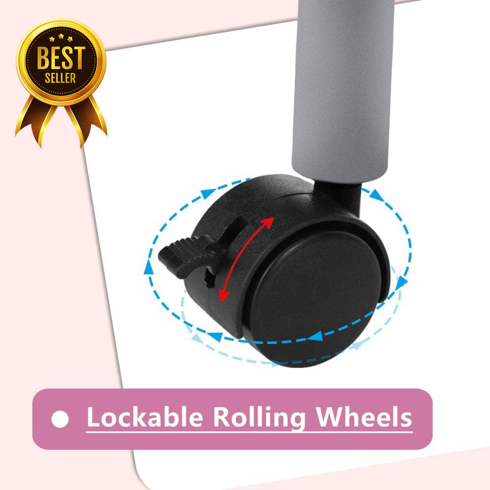 36in Foldable Manicure Table with Dust Collector Wheels Wrist Pad Pink