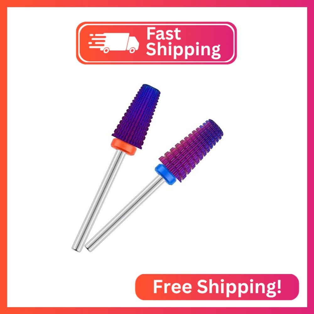 ASWEINA 2pcs 5 in 1 Nail Drill Bits, 3/32” Tungsten Carbide Safety Bits,Two Way