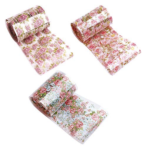 10 Rolls Starry Sky Nail Art Foil Sticker Colorful Flower Rose Nail Transfer