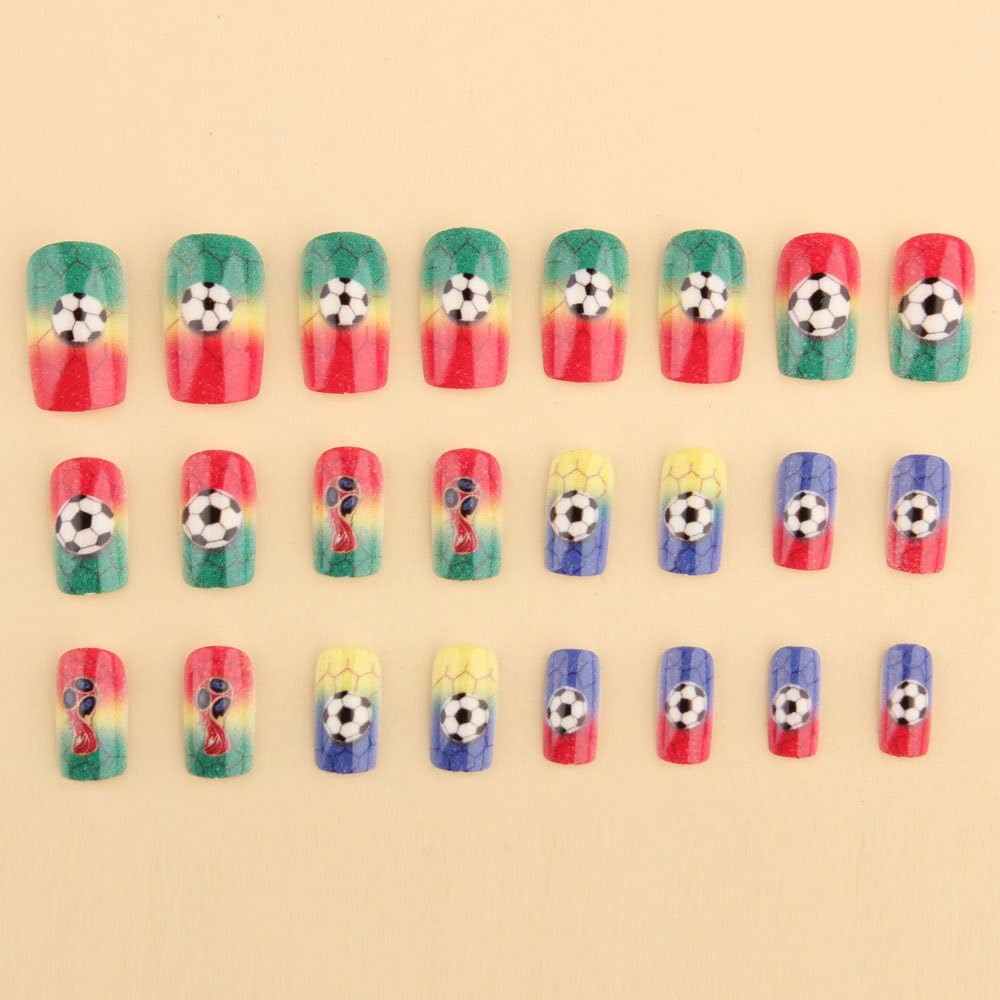 24Pcs Summer Themed Floral Press on Nails Featuring Colorful Plant Floral Pat…
