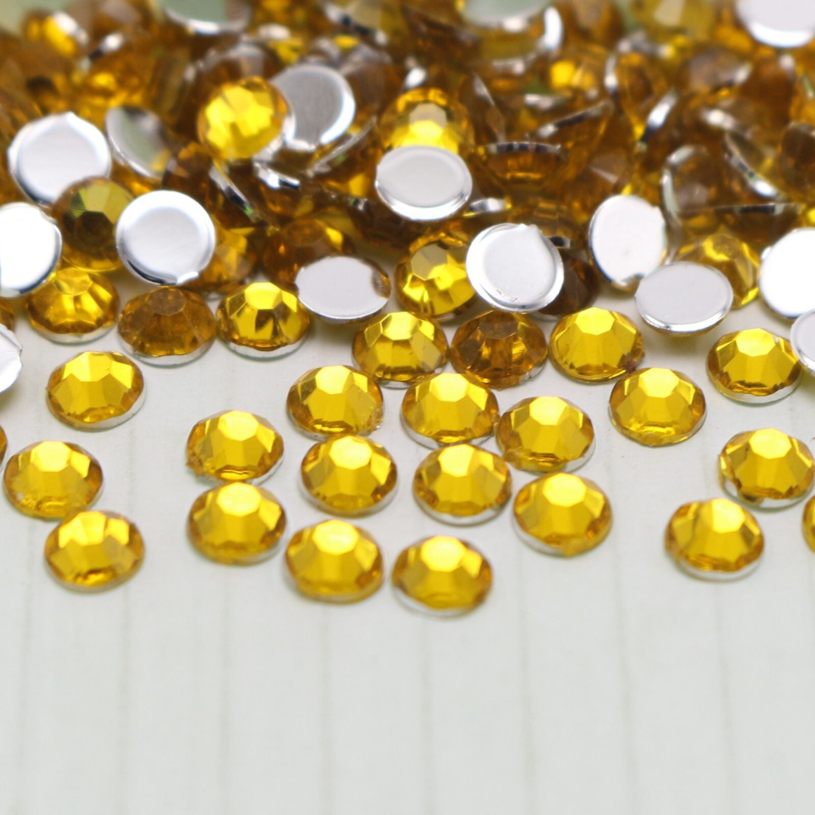2000 Gold Crystal Acrylic Round Faceted Flatback Rhinestone Gem 4mm SS16 Nail
