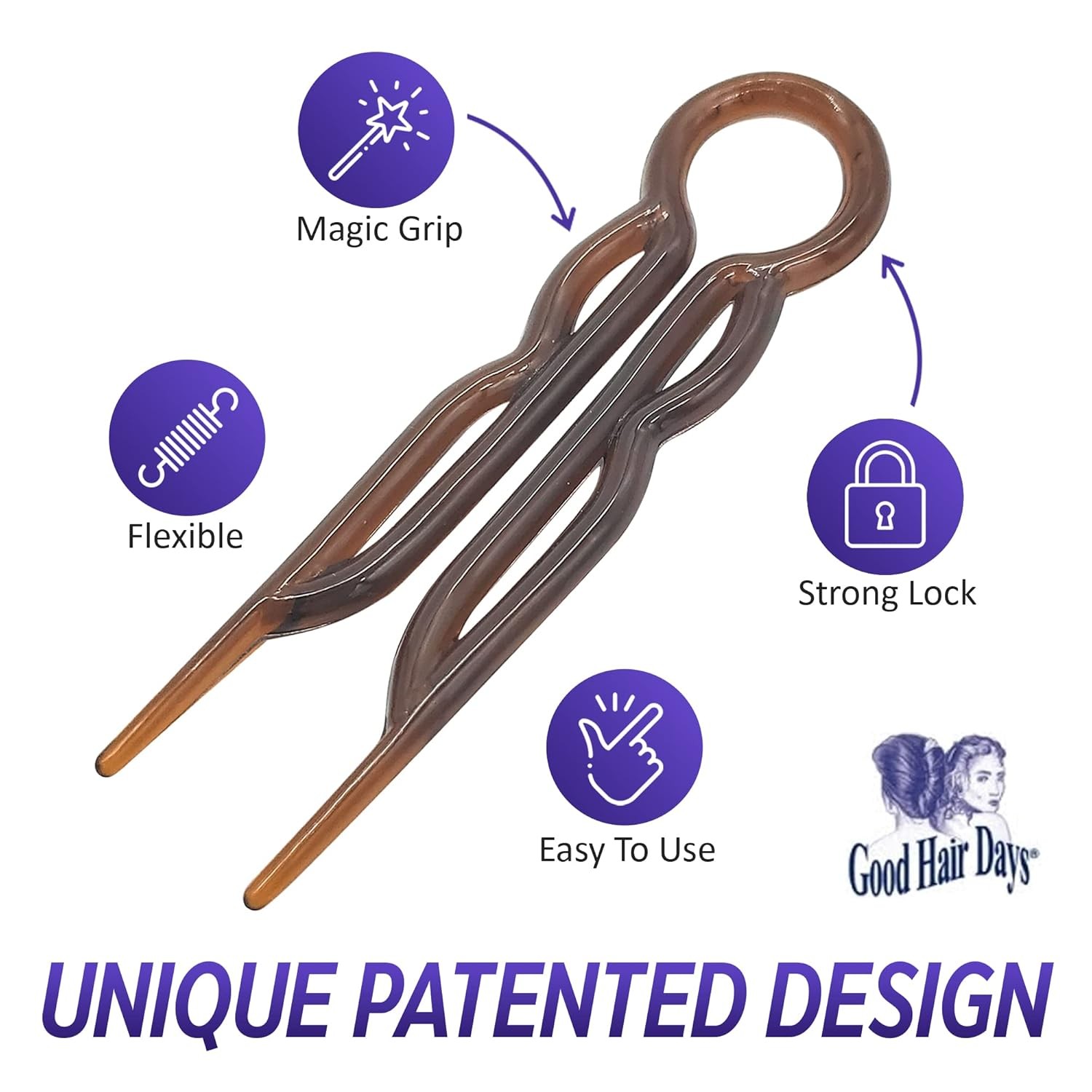 Good Hair Days Pins – 2 1/2″ Plastic, U-shaped Magic Set of 10, Crystal