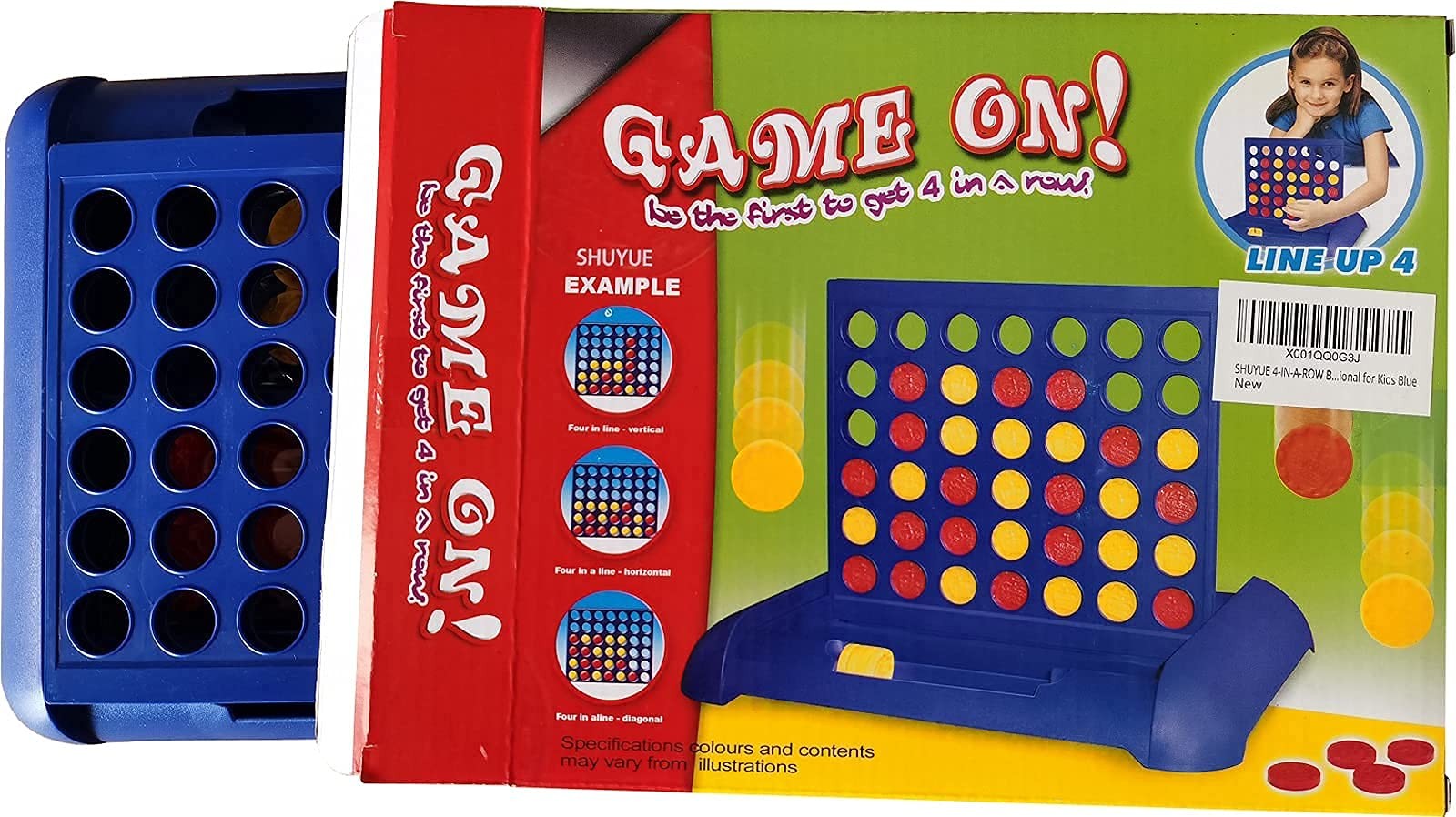 4 IN A ROW Board Games Foldable Line up 4 Toys 9.25*7.5*8.46 inches, Blue