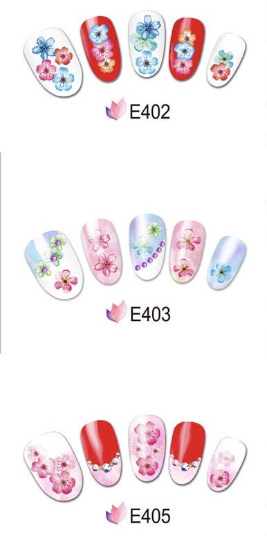 3D Nail Art Sticker Multi Color Cherry Blossom Flower Decals Peel & Stick DIY