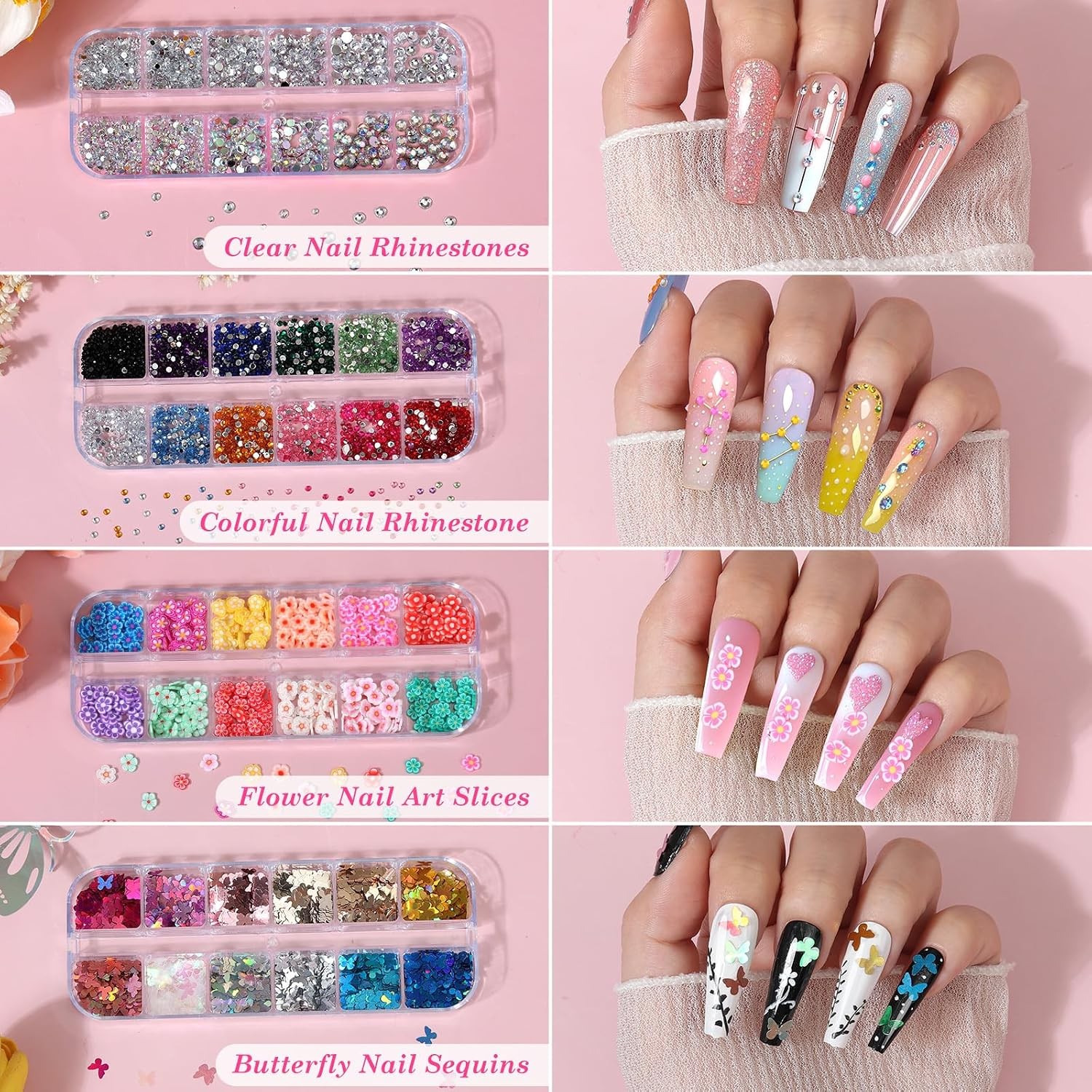 Clear Coffin Acrylic Press On Nail DIY Art Supply Kit With Decorations & Tools