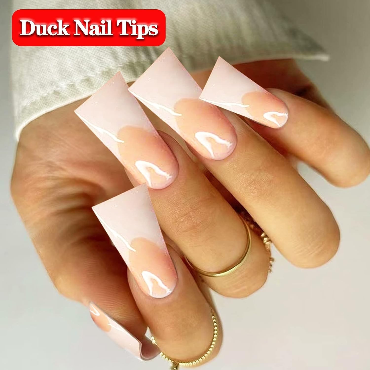 550PCS Clear Duck Nail Tips Half Cover Fan Flare Extra Short Curved French 11