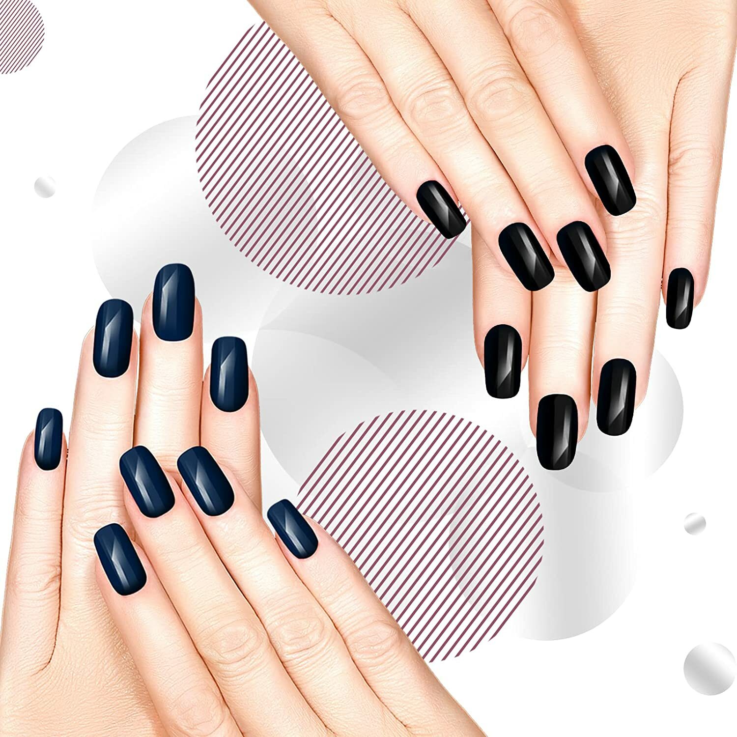 Full Size Nail Wraps Stickers Polish Manicure Art Self Stick Decor 3D Strips USA