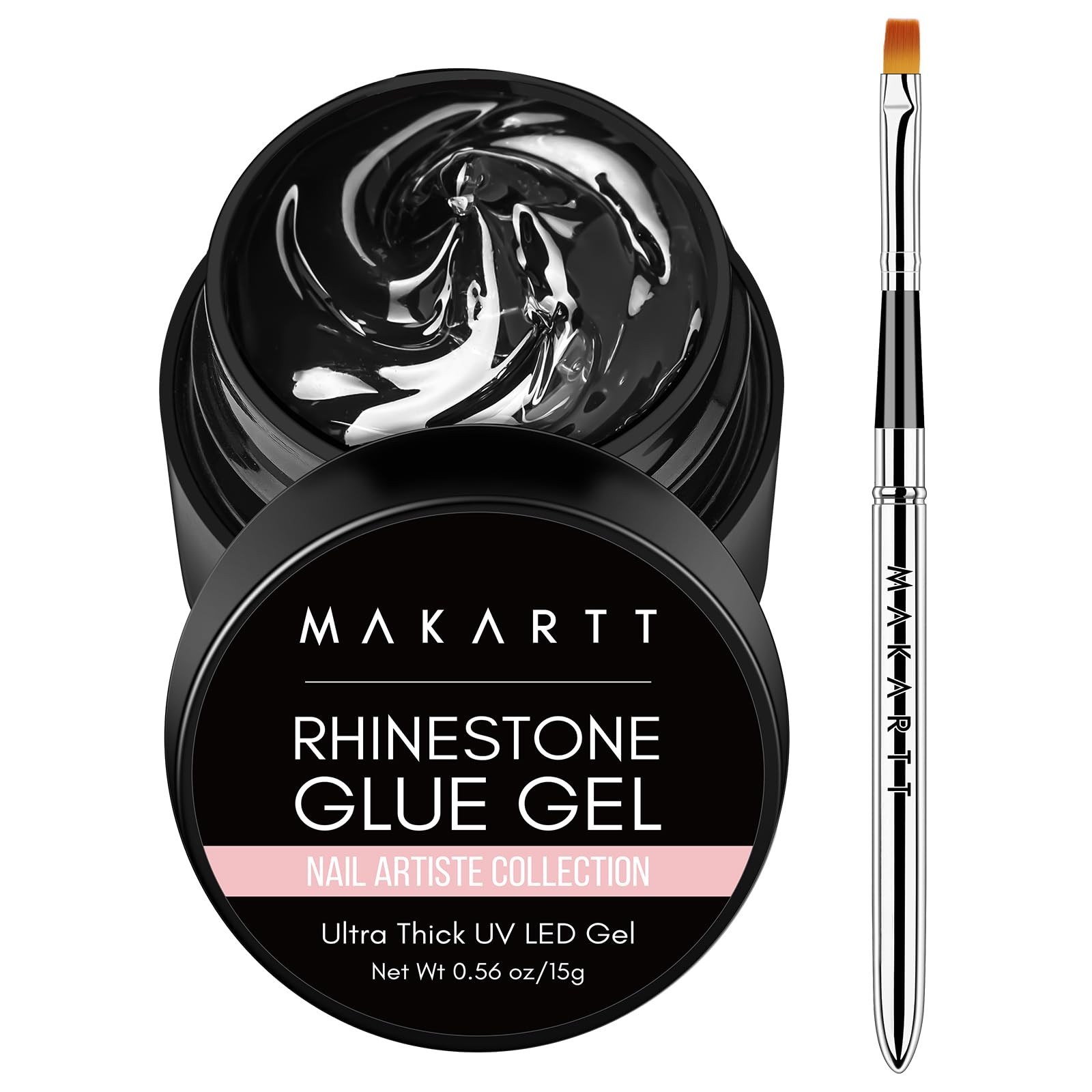 Makartt Nail Rhinestone Glue A-For All Rhinestones with Brush Pen, Clear
