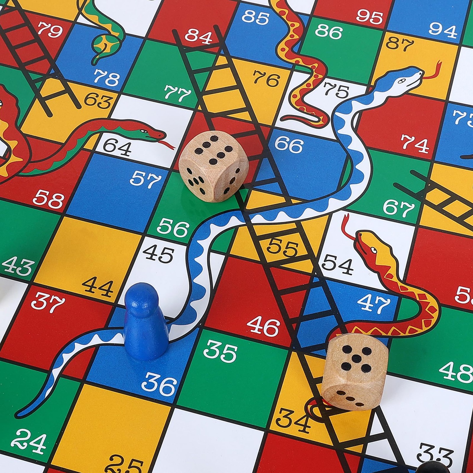 Gothink Wooden Snakes and Ladders Game – 13 Inch 13-Inch,