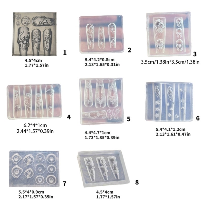 Easy Cleaning Embossed Nail Carving Mold For Nail Charm Accessory Crafting