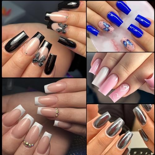 Square Nail Tips Medium Fake Nails, 240pcs Medium Square Nail Tips-Half Matte