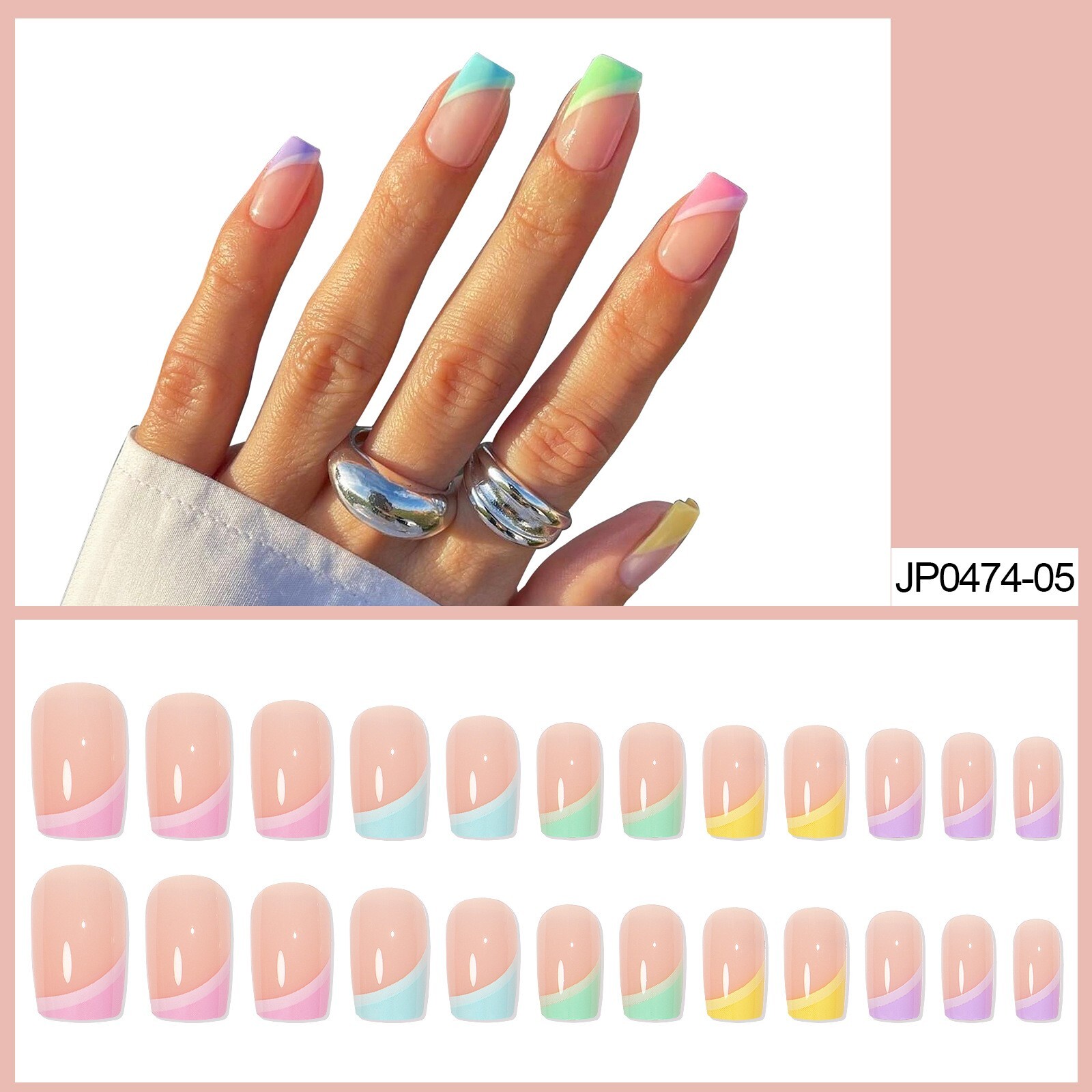 24pcs Durable Detachable Ballerina Press on Nails for Finger Nails Art Mix Color