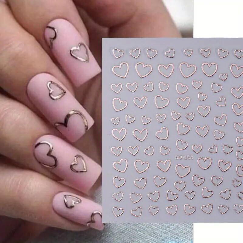 Heart Nail Art Stickers Valentine’s Day Nail Decals 8PCS Empty valentine style3