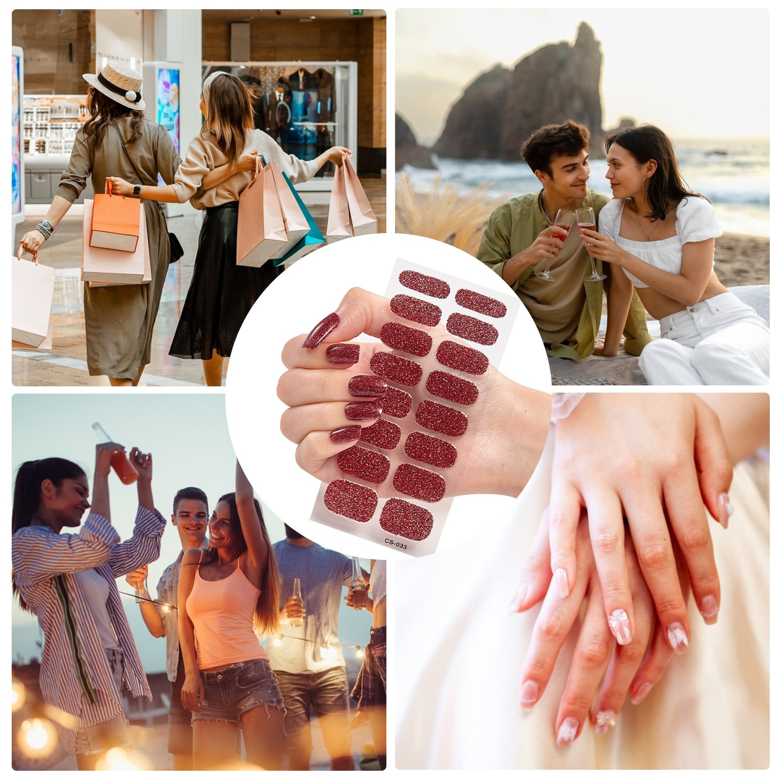 Nail Polish Stickers Peel And Stick Nail Wraps Semi-Cured Gel Nail Strips
