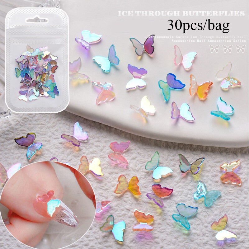 3D Bow Butterfly Nail Art Stickers Charms Decorations Cute Mixed Style Manicure
