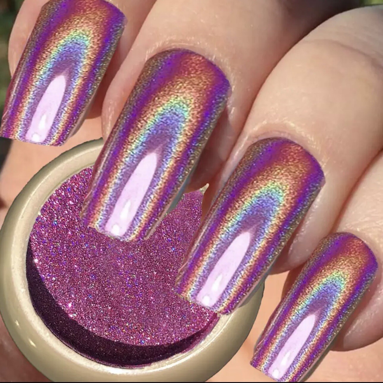 Rose Pink Holographic NAIL POWDER Mirror Effect CHROME Nail Art Mermaid Rainbow