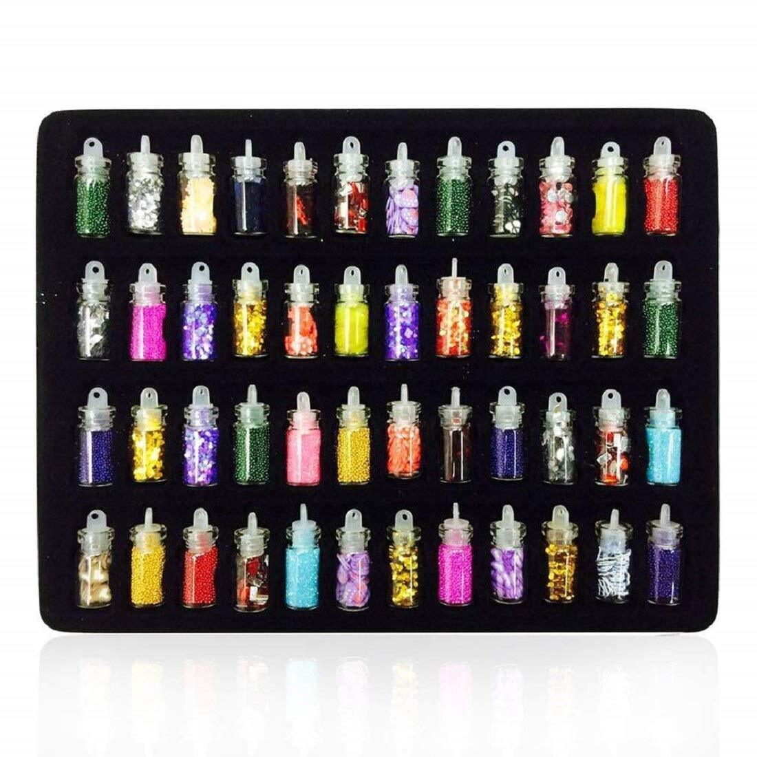 SYGA Acrylic 3D Glitter Powder Manicure Nail Stickers (Multicolour) – Set of 48