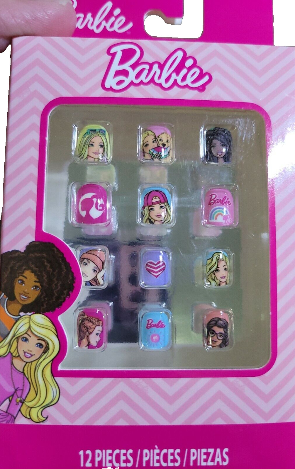 Barbie Press On Kids Nails 1pk of 12 Nails-Brand New-SHIPS N 24 HOURS