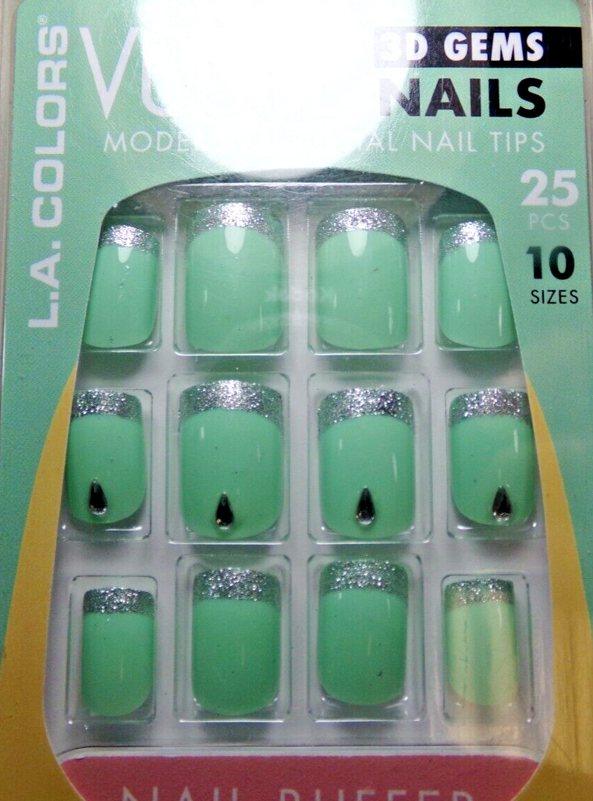 LA Colors Vogue Nails Mint Green (Modern) GLUE-On Active Short Length