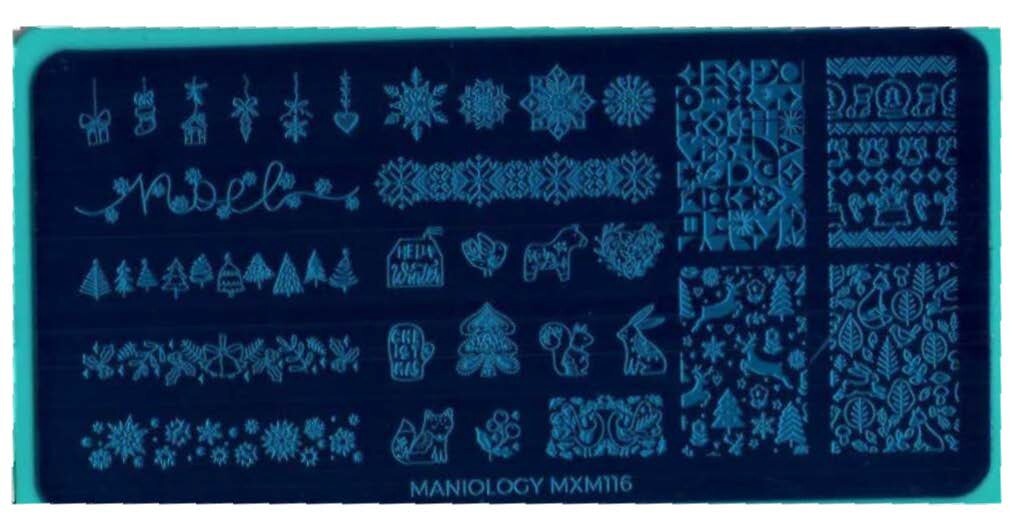 Maniology Exclusive Membership nail stamping plate MXM115 & 116 Christmas Hygge