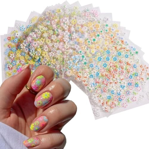 30 Sheets Flower Nail Stickers – Spring/Summer Nail Art Decals, 3D Self