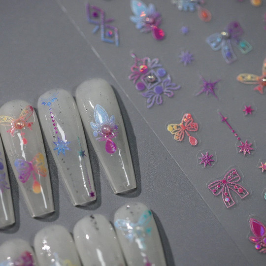 5D Bowknot Nail Decal, StarNail Decals, Diamonds Nails Art Stickers (394)